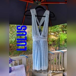 Lulu's Women's Blue and Silver dress with Sparkles Sz medium Nwt